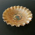 VTG Northwood Carnival Glass Dish Grape Cable Marigold Color Irisdescent Ruffled