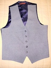 Vintage Levis Menswear Suit Vest Medium M Blue Wool Blend Panatela Action Formal
