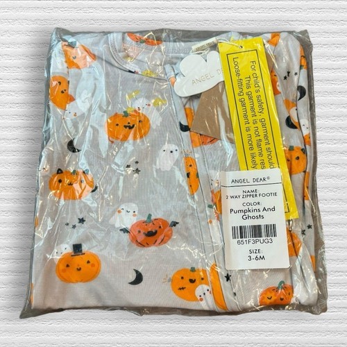 Angel Dear | Pumpkin & Ghost | Footie Sleeper 3-6 month Bamboo - Picture 3 of 3