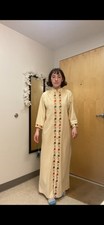 Evelyn Pearson Vintage Beige Embroidered Full-Length house coat