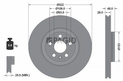 2x Bremsscheibe PAGID 55874NC für VOLVO XC60 2 246 V90 235 S90 234 XC40 536 V60