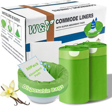 Bedside Commode Liners with Absorbent Pads,50 Bags 50Pads-Vanilla Scented