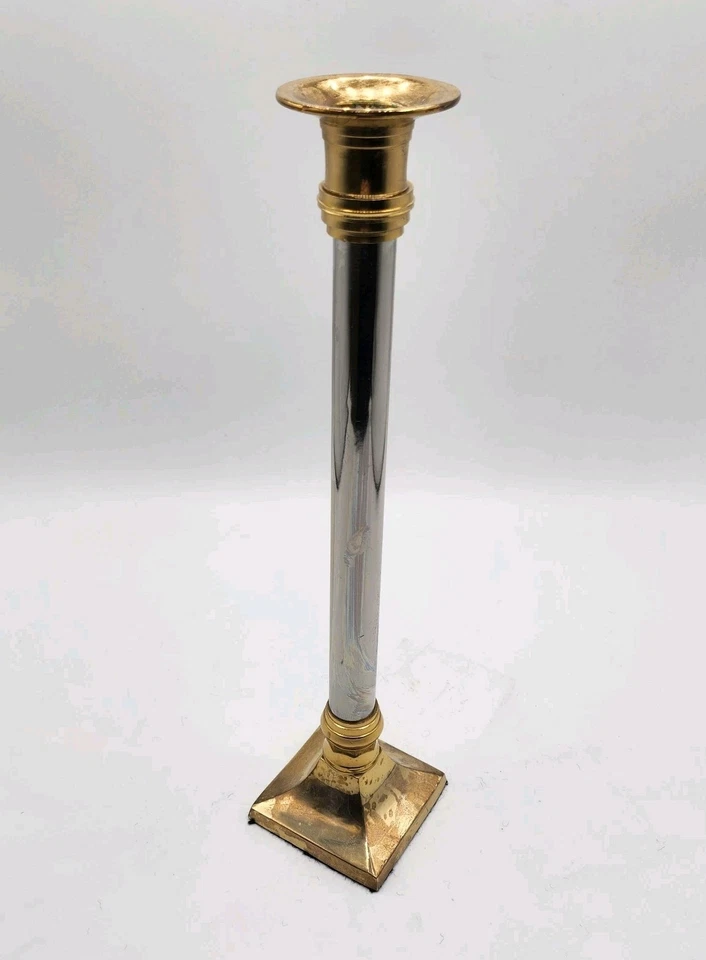 Juego de 3 Candelabros Vintage Latón y Acero Mediados de Siglo Diferentes Alturas Foto 2 de 4