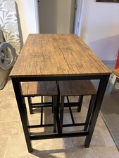 Camden 4 Seater Brown Black Dining Table & Stools Seats Set Tall Collection Looe