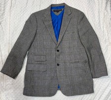 VTG Tommy Hilfiger Men Gray Wool Houndstooth Sport Coat Jacket Suit Size 42R