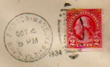 Massachusetts Navy Yard Sta. Boston 1934 numeral duplex  1922-1953  Philatelic.