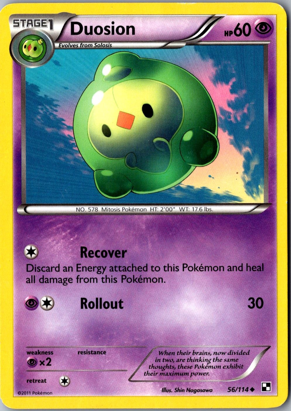 Duosion 56/114 Uncommon Black and White LP Pokemon Card