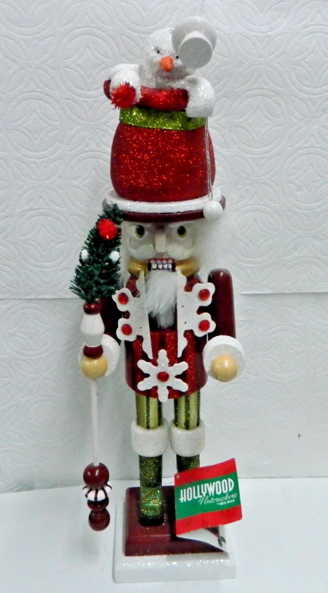 Kurt Adler 18 in. Hollywood Nutcracker with Snowman Hat & Pole
