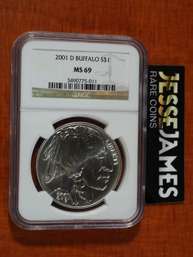 2001 D UNCIRCULATED SILVER BUFFALO COMMEMORATIVE DOLLAR NGC MS69 BROWN LABEL