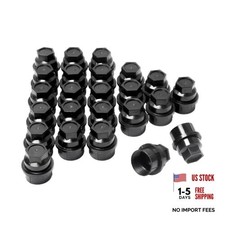 Set of 24, 15646250 Wheel Lug Nut Cap Black Plastic Covers Thread M27X2.0 for