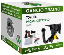 Gancio Verticale Estraibile Toyota PROACE CITY VERSO L1 Dal 19 Centralina 7P