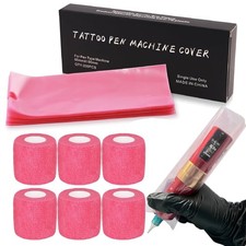 Tattoo Machine 200PCS Large Pink Pen Covers 6PCS Grip Tape,