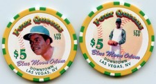 $5 Four Queens Blue Moon Odom Set of 2 LE Chips Downtown Las Vegas 1996