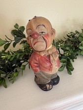 Vintage Fine Colorful Boggle Head Clown/Joker Celluloid Figurine, Japan