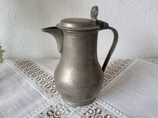 Antica brocca brocca in peltro con coperchio 1820 circa