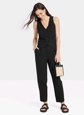 A New Day Women's Tapered High Rise Ankle Length Tailored Trousers Size 8 Black