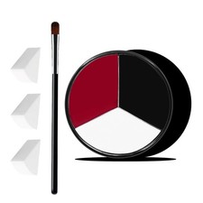 Face Body Paint Kit White Black Red with 3Sponges and Brush for Halloween Joker