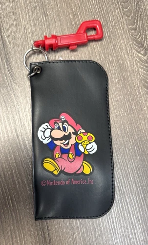 Vintage Mario NINTENDO NES Eye/Sun Glasses Leather Case Black with Red Clip video thumbnail