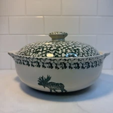 FolkCraft Moose Country 3  QT Casserole Stoneware 11 3/4" Tienshan