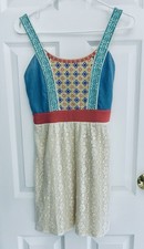 Flying Tomato Chambray Lace Boho Dress Size Small