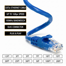 Cat5e CAT5 Network Ethernet Computer Patch Cable PC XBOX, PS3, PS4 Blue lot