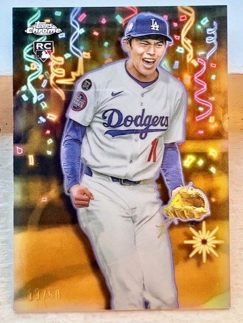2025 Topps Chrome Update ROKI SASAKI Celebracion Gold /50 RC Dodgers SSP