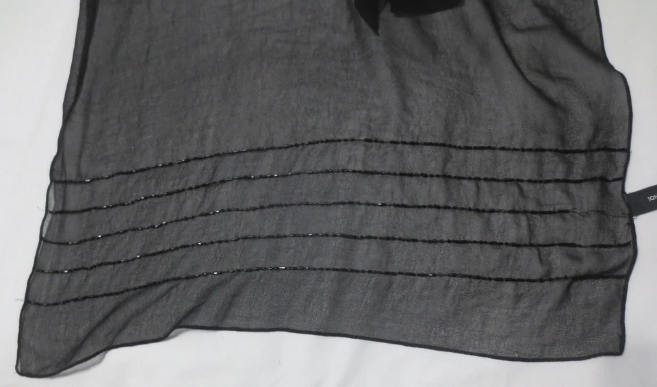 Cachecol Jones New York feminino preto transparente frisado envoltório cachecol longo - Imagem 4 de 4