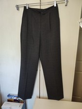 Liz Claiborne Women's Gray Pleated Plaid Straight Leg Dress Pants Button Zip