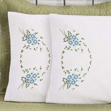 Herrschners  Letitia Pillowcase Pair Stamped Embroidery