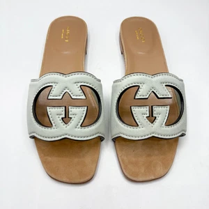 Sandales femme Gucci vert sauce imbriquées découpées G taille EU 38 US 8