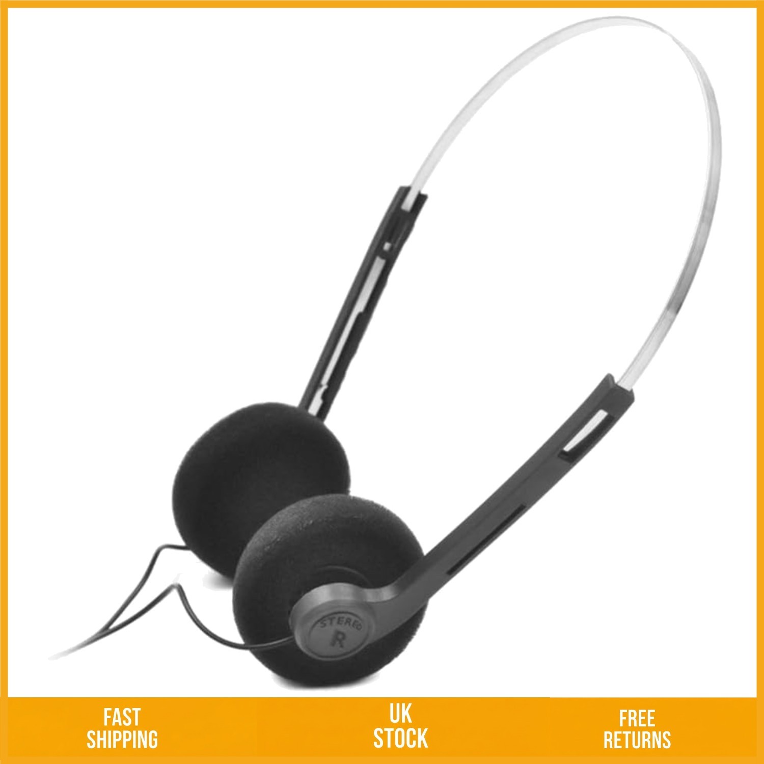Classic Retro Wired Over Ear Hi-Fi Stereo Headphones with 1.2m Cord 1pc