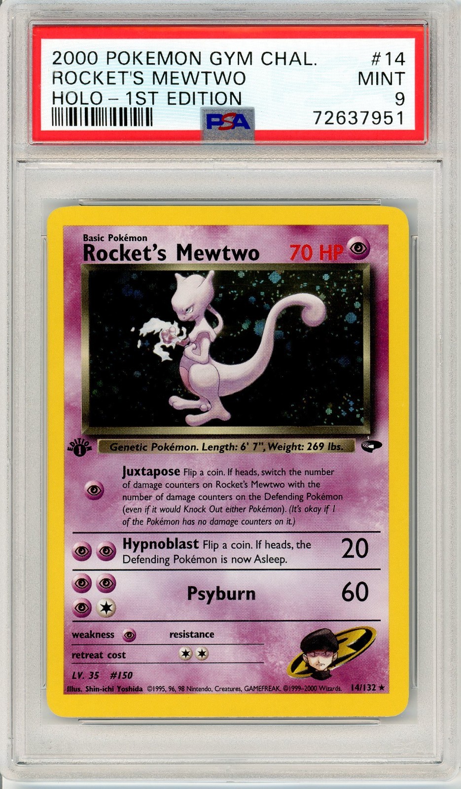 Pokemon Rocket's Mewtwo #14 GYM Challenge 1st Edition PSA 9 Mint