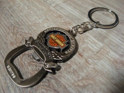Harley Davidson Rotating Emblem Chrome Key Ring Chain Bottle Opener - St. Kitts