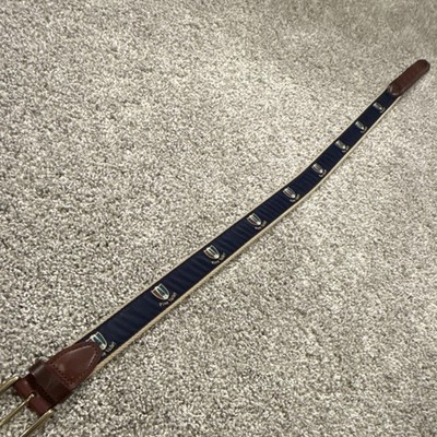 YRI Pine Valley embroidered golf belt Navy Brown Beige Men size 34