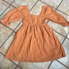 Madewell Orange puff sleeves high waisted mini dress with a boho vibe size OO