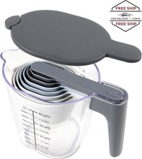 Juego de 10 tazas y cucharas medidoras, tazas medidoras apilables con tapa