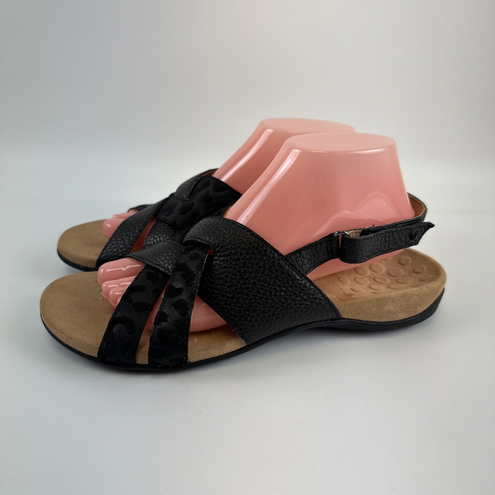 Vionic Eira Sandal Flat Black Leather Slingback A… - image 2