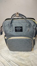 Gray Solid Unisex Diaper Bag Backpack Back Pack Travel with Changing Pad