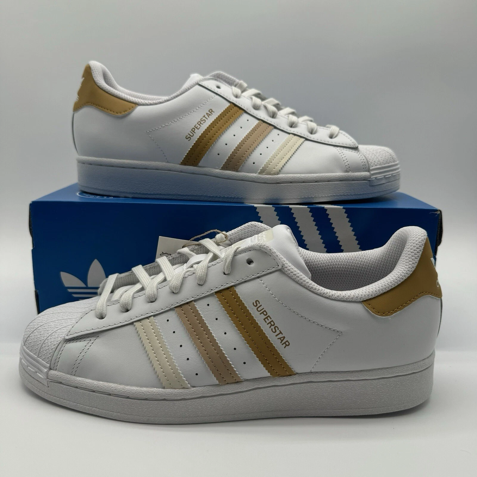 Adidas Originals Superstar HP5500 White Khaki Leather Skate DDJJ62 Men’s Size 10