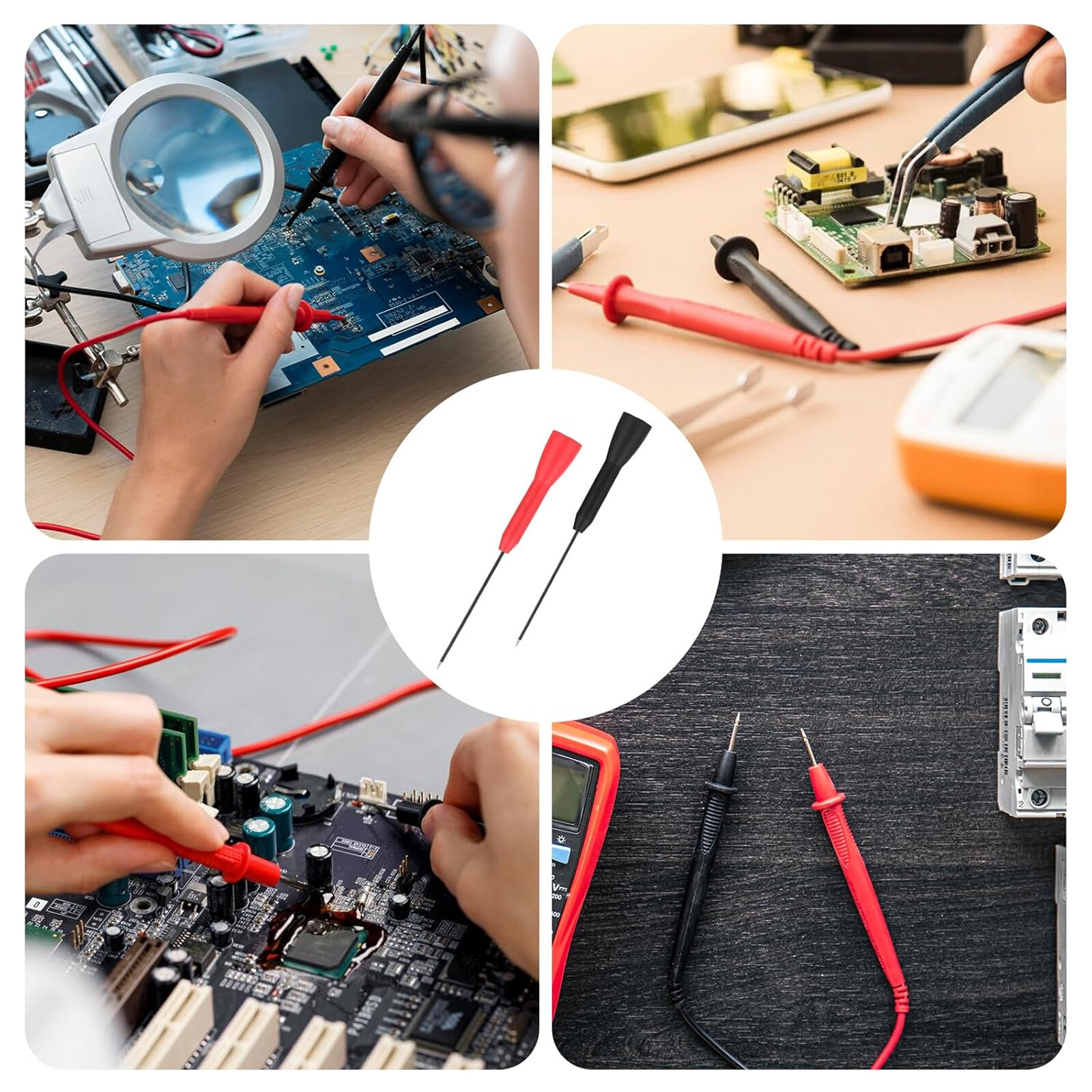 4x Multimeter Test Lead Extention Back Probes Sharp Needle Micro Pin ...
