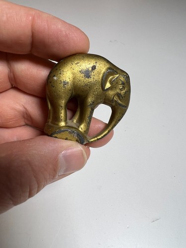 Rara statuina antica elefante oro dorato GERMANIA ghisa farro PATINA - Foto 8 di 14