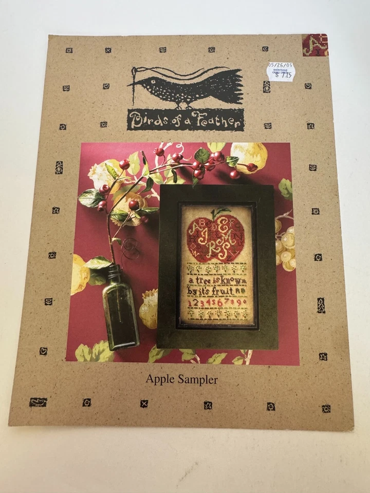 Birds of a Feather Apple Sampler OOP Counted Cross Stitch Pattern Chart Fall - Image 2 of 3