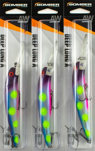 (LOT OF 3) BOMBER DEEP LONG A 4.5" 3/4OZ B25A452 NORTHERN LIGHTS J1226