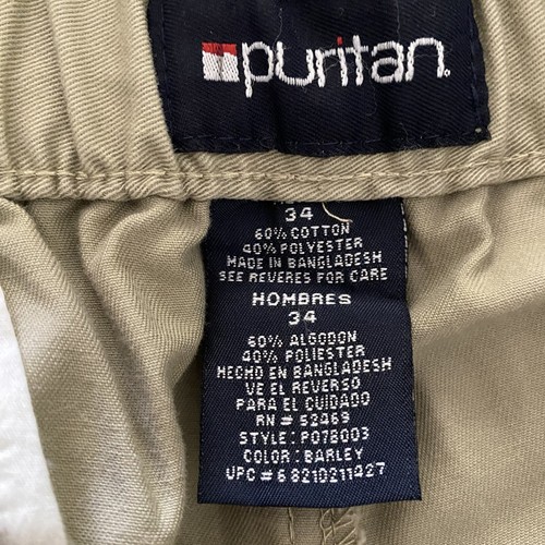 Vintage PURITAN MEN'S BEIGE PLEATED FRONT KHAKI CHINO SHORTS - SIZE 34 - POCKETS - Picture 6 of 7