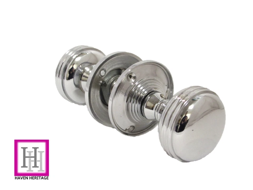 DOOR KNOBS Polished Chrome MORTICE REEDED SPRUNG Round Internal Handle 1-10 sets - Image 2 of 4