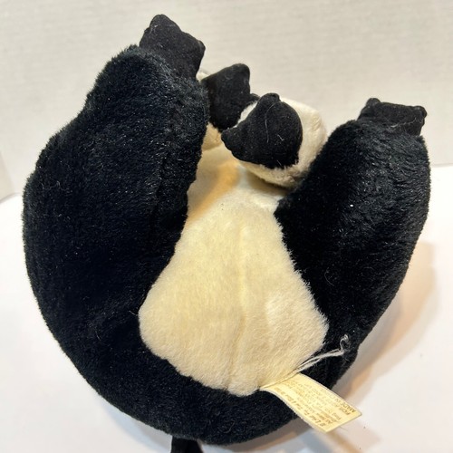 Vintage Fiesta Black White Plush Pig Red Gingham Bow Stuffed Animal 10 inch - Picture 7 of 8