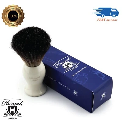 Men Pure Black Badger Hair Bristles Shaving Brush Made in England Haryali London