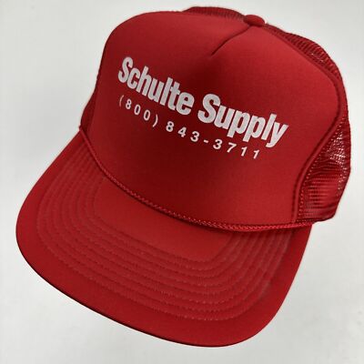 Schulte Supply Red Trucker Ball Cap Hat Snapback Baseball
