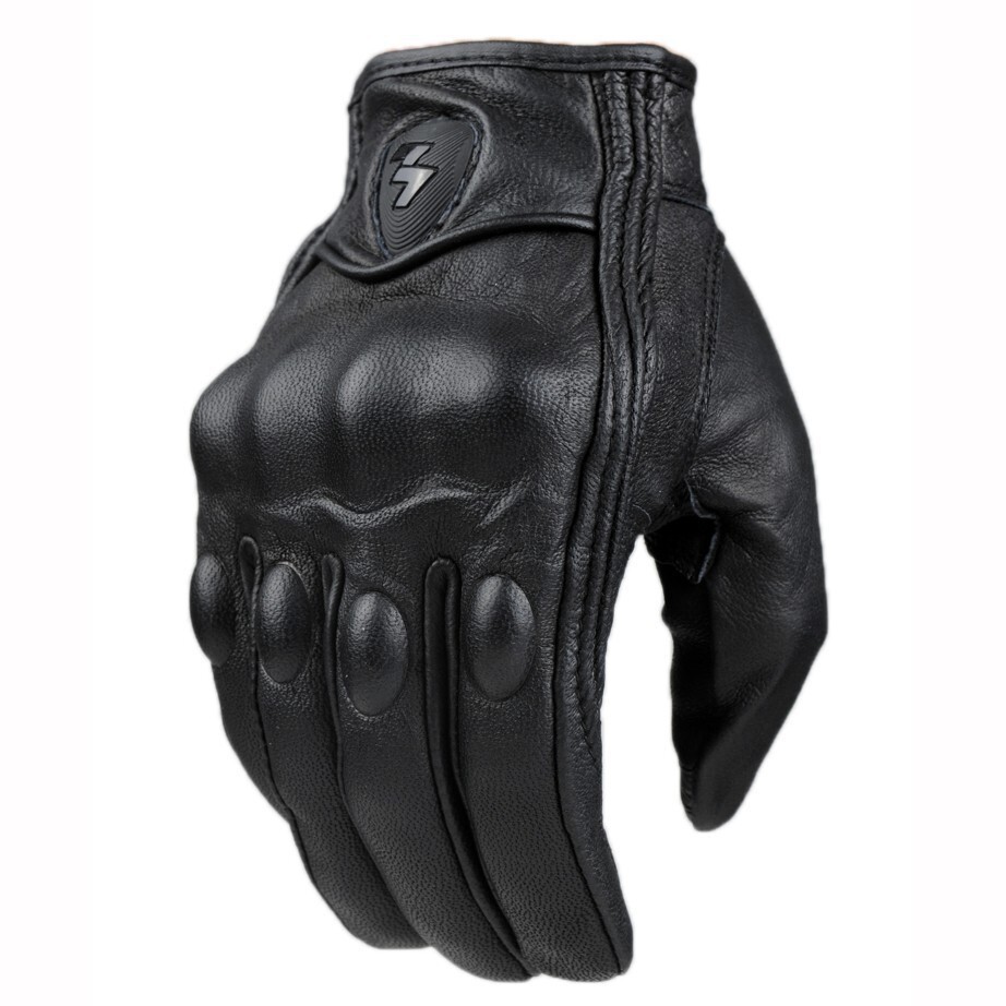 Gants de moto en cuir homme femme gants de cyclisme carbone noir taille L