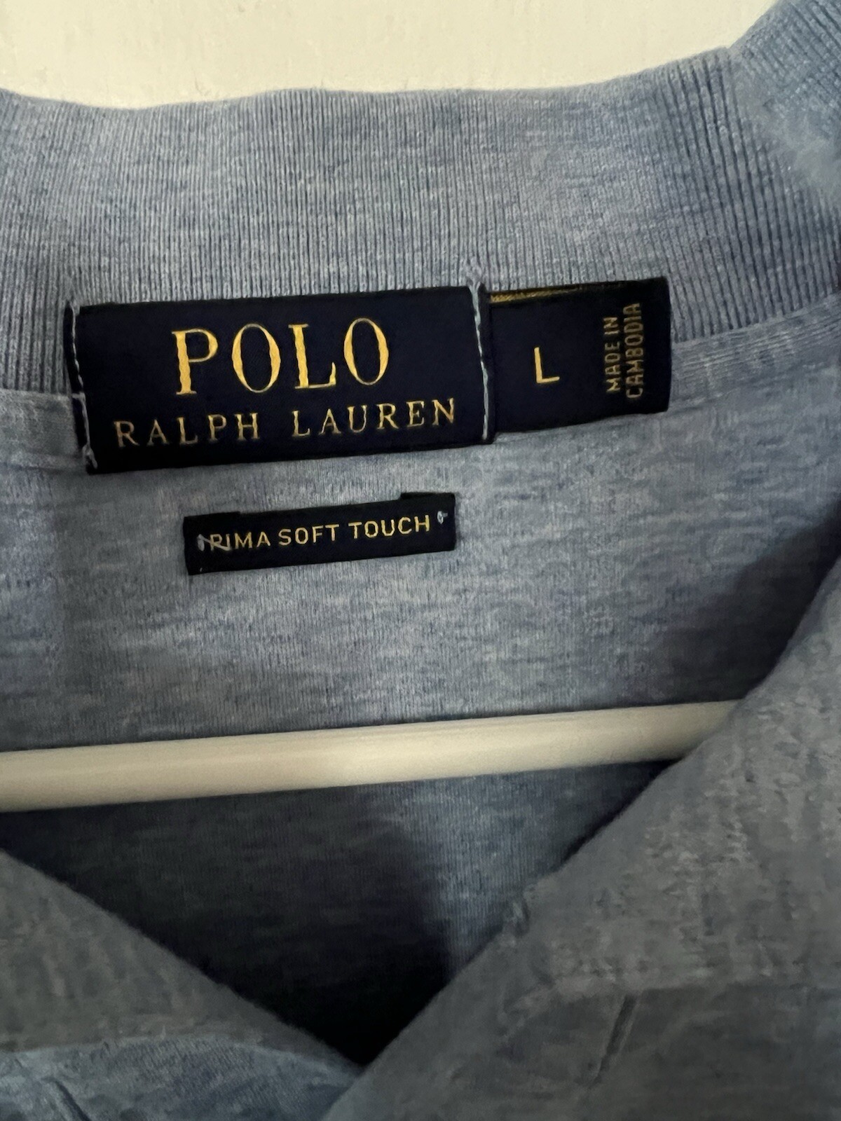 Polo Ralph Lauren Camicia Uomo L Blu Carne Pony Pima Soft Touch Manica Corta DIFETTO